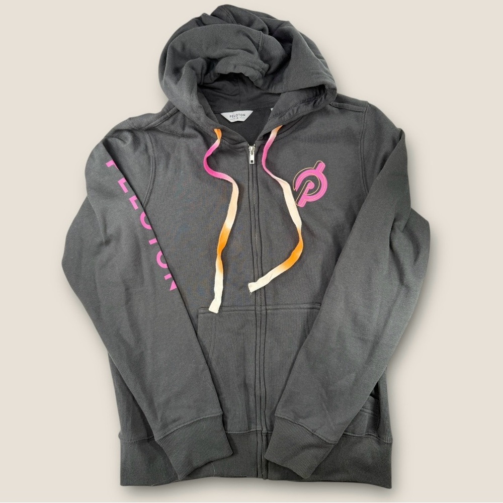 Peloton Dark Gray/Black Hoodie with Pink Logo Definition